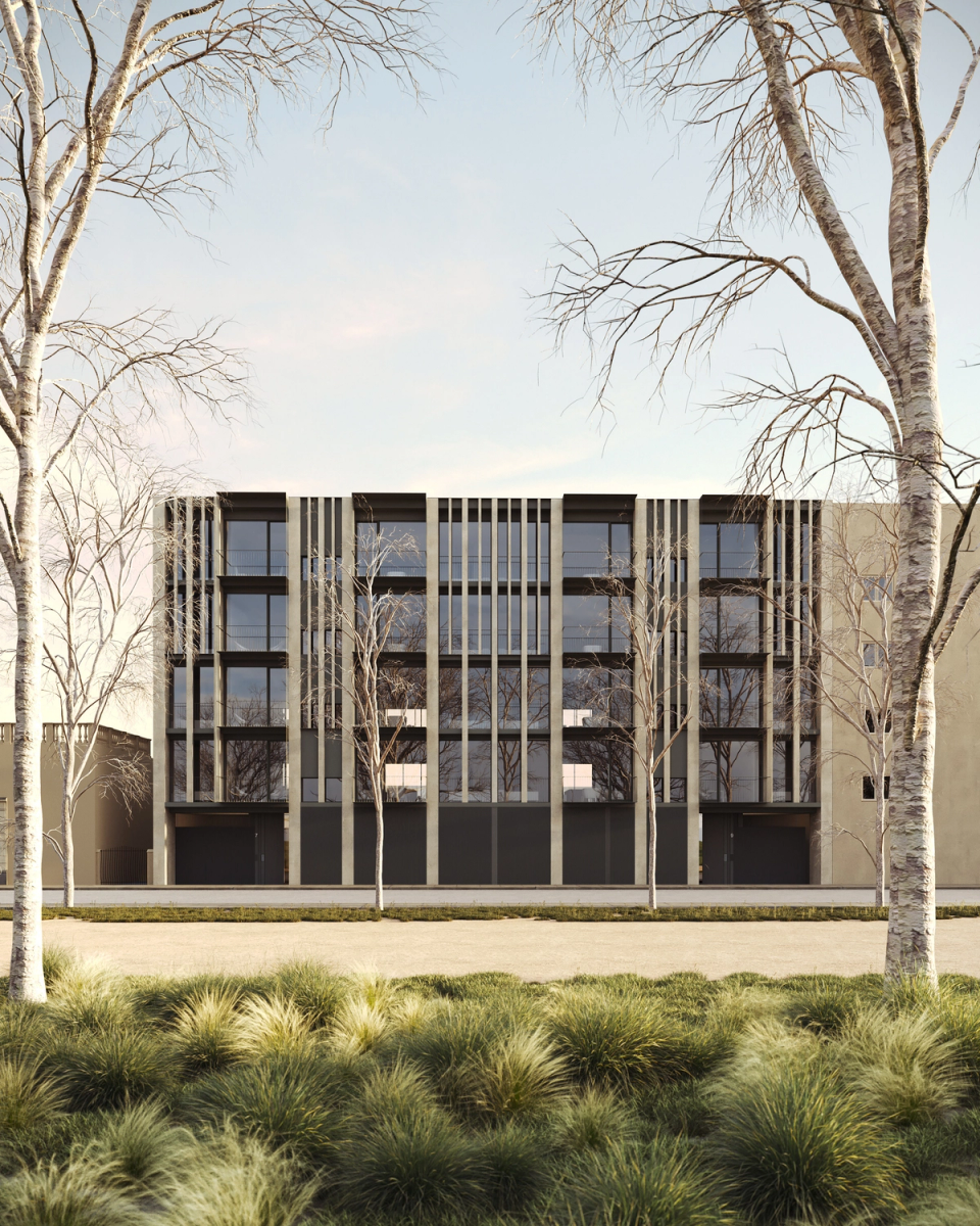 This multi-family residential building between party walls in La Devesa proposes a contemporary architecture integrated with the urban and landscape context of its surroundings. The façade combines rhythm, verticality and transparency to bring natural light and depth into the homes. The project seeks to balance functionality, comfort and a serene, timeless architectural image.