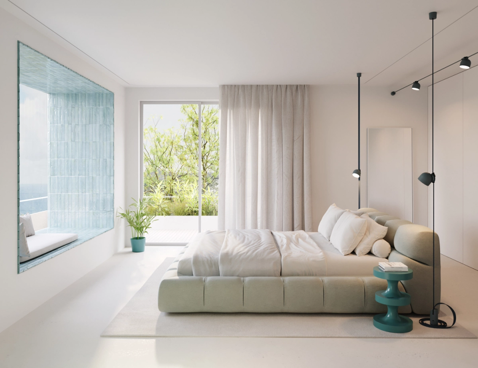 Renovation and extension project with contemporary, minimalist interiors bathed in natural light. The architecture embraces open spaces, continuous materials, and a palette of soft tones that reinforce a sense of calm, spaciousness, and connection with the outdoors.