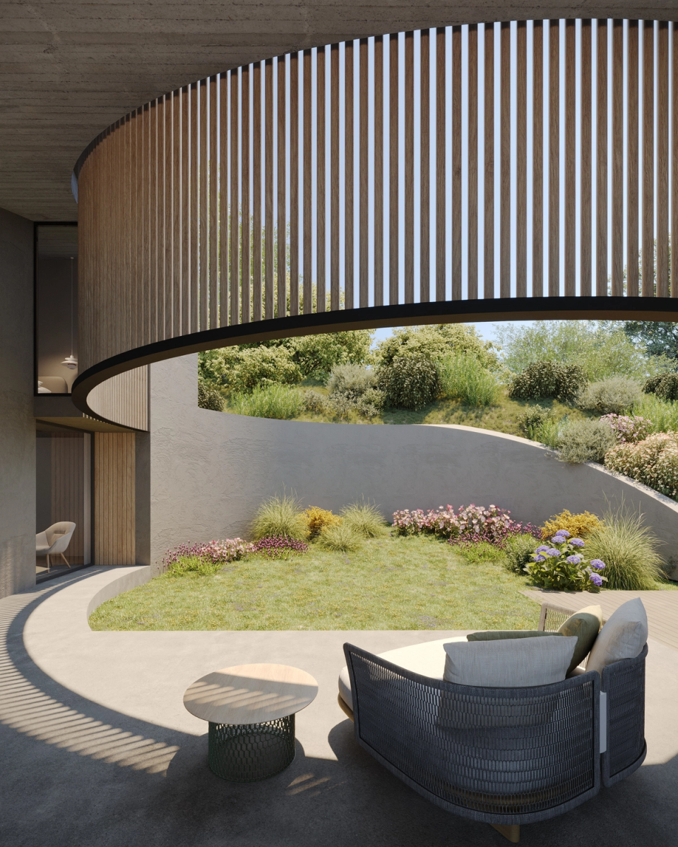 Detached single-family home with a bright living room open to the landscape thanks to large windows that connect interior and exterior. This single-family home combines natural wood, spacious areas and contemporary architecture designed to enhance comfort and natural light.