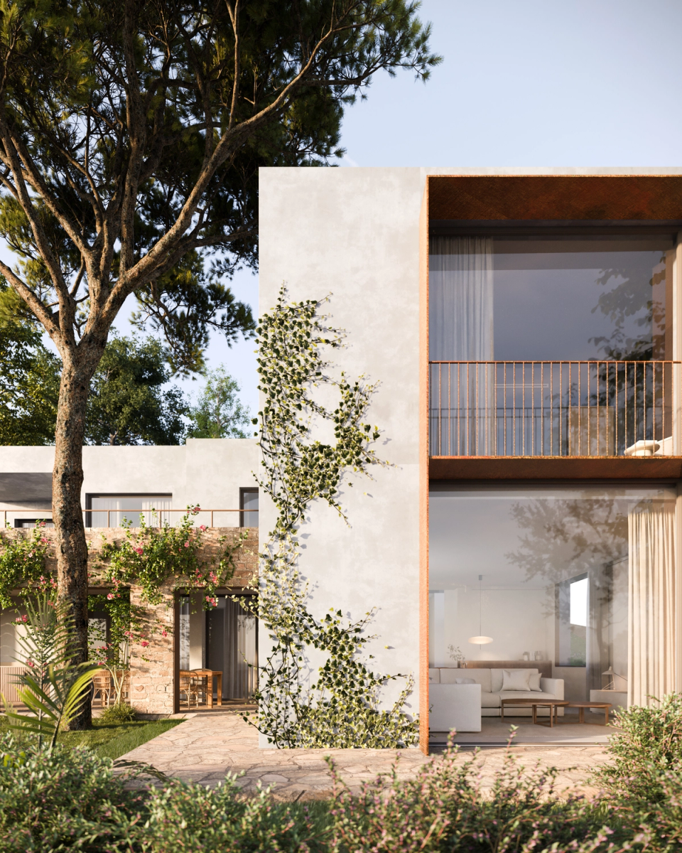 This renovation and extension project combines the essence of Mediterranean architecture with a contemporary intervention defined by clean lines and large openings. The incorporation of new volumes, natural materials, and integrated vegetation creates spacious, bright spaces connected to the garden, respecting the existing environment while providing a new residential quality to the home.