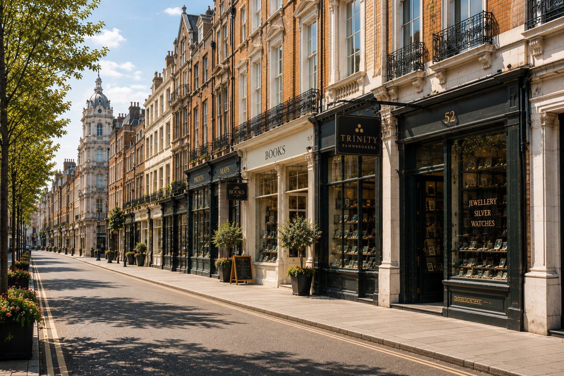 The Trinity Pawnbrokers shopfront in a City of London street
