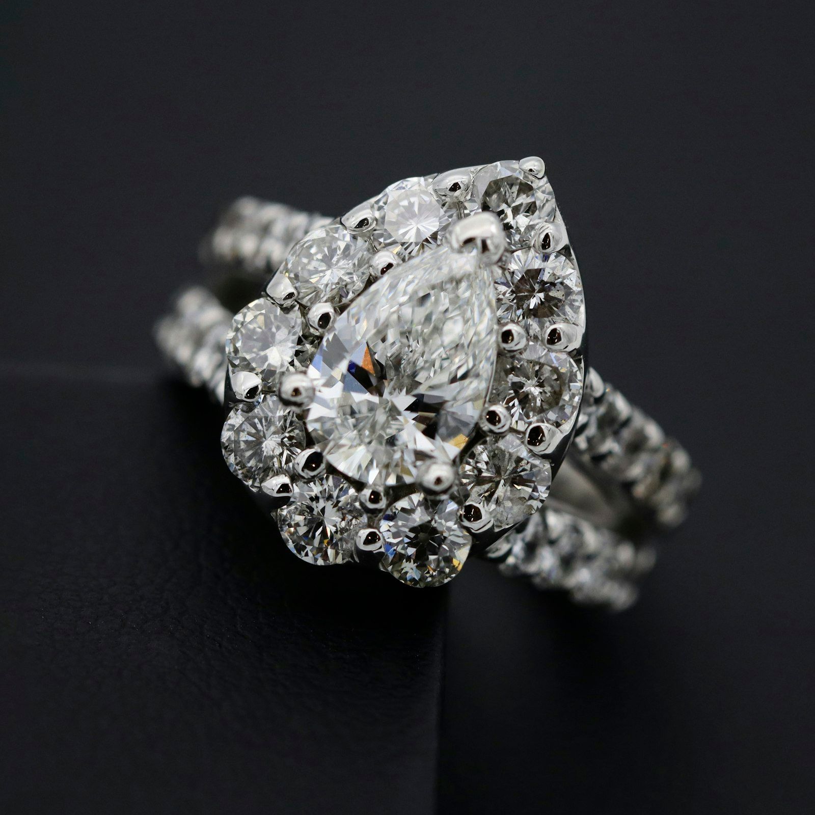 A ring examined under a jeweller’s loupe