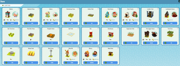 These are the various buildings in the Town Star Farm category.