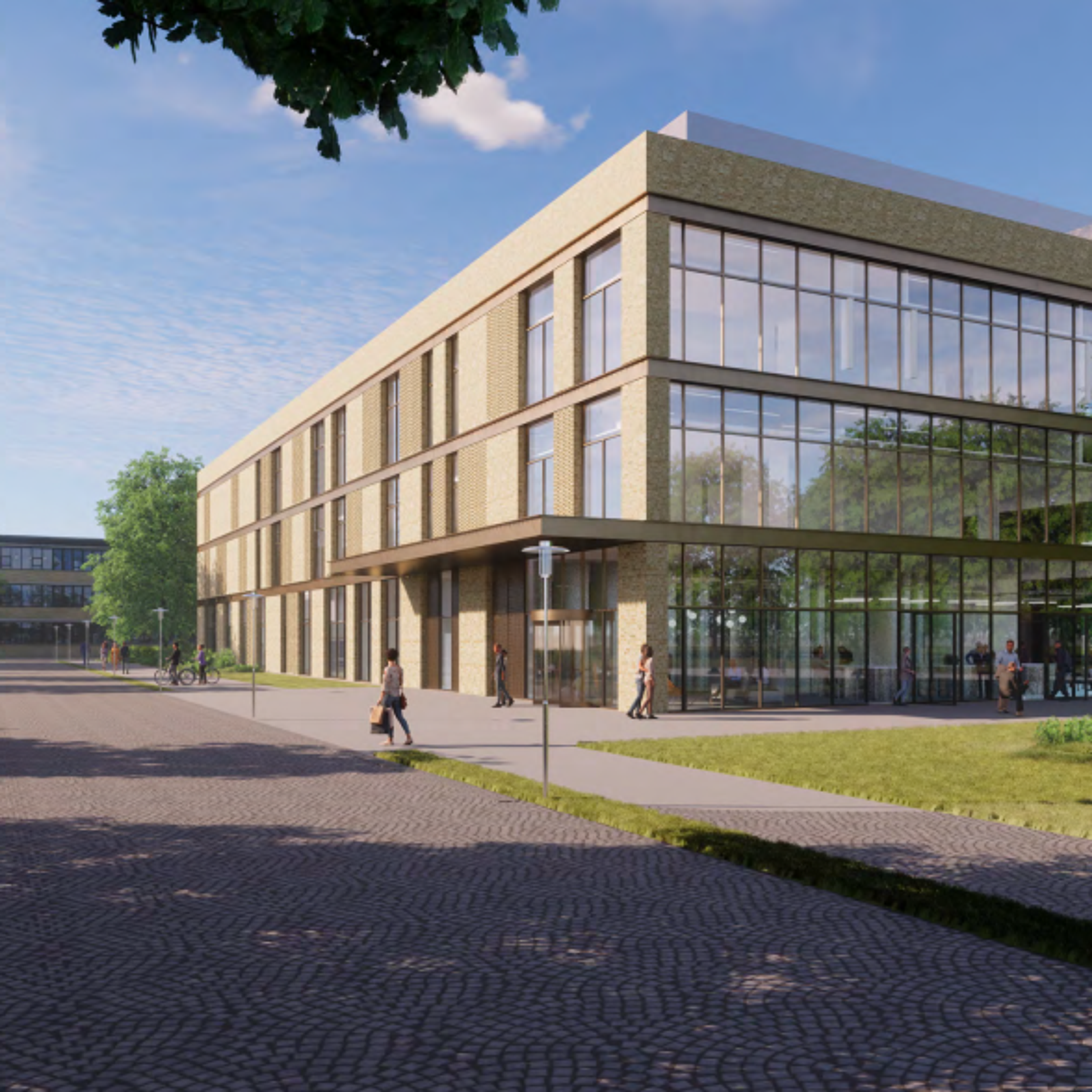 Illustration of the facility building on Lyngby Campus developed during the conceptual design phase. Credit: Tegnestuen Kontekst ApS.