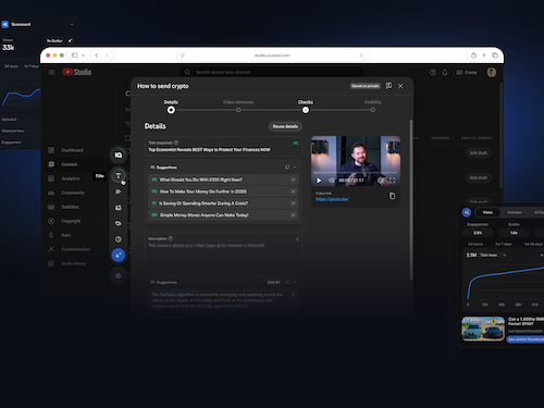 the vidIQ extension showing description and title suggestions