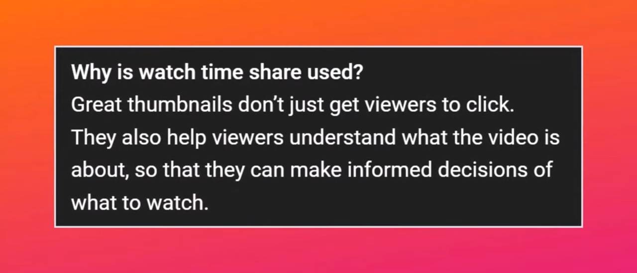 Screenshot of a tool tip in the YouTube studio explaining what watch time share is