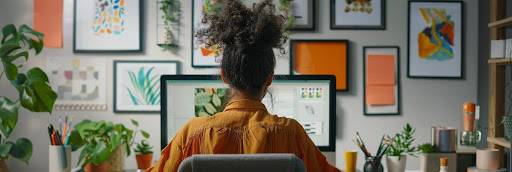a woman designing images on her computer