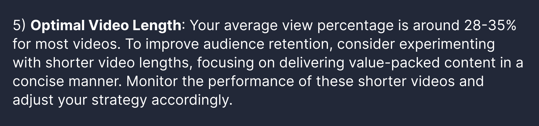 AI Coach suggests to a creator that they make shorter videos