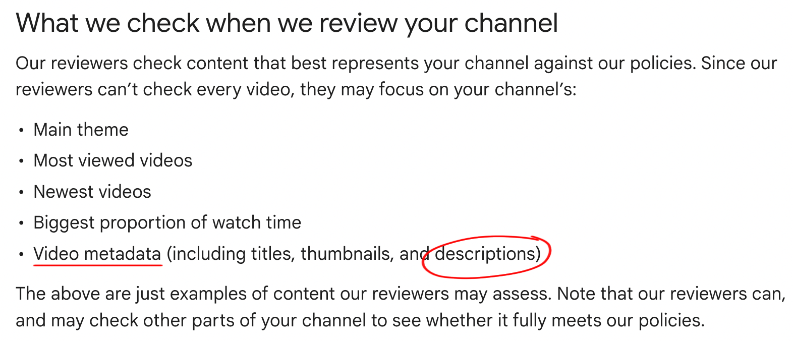 how to write a youtube channel description