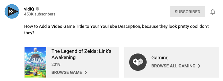 How to Mention a Game in  Video Description