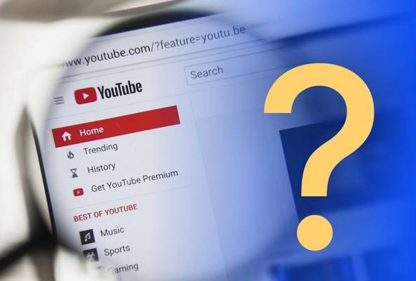 YouTube homepage menu with categories like Home, Trending, and YouTube Premium options.