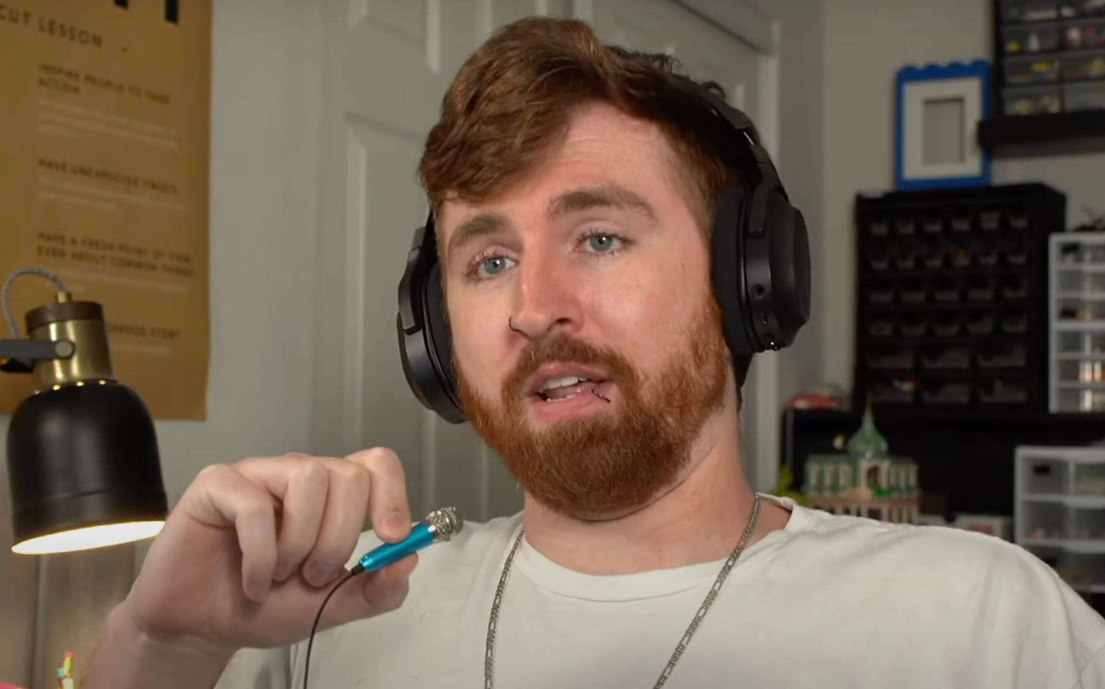 Mike Crocker's tiny blue microphone