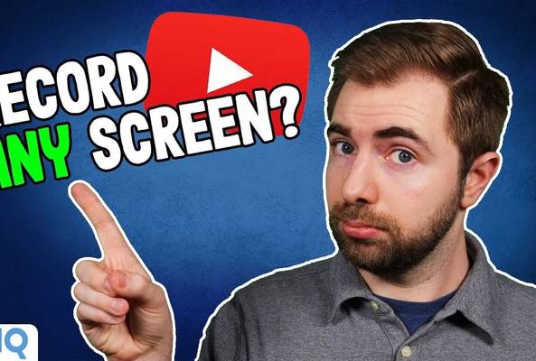 Man pointing at text "Record Any Screen?" with YouTube logo and vidIQ watermark