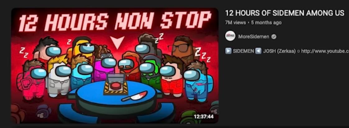 Thumbnail of a 12 hour long play of Among Us