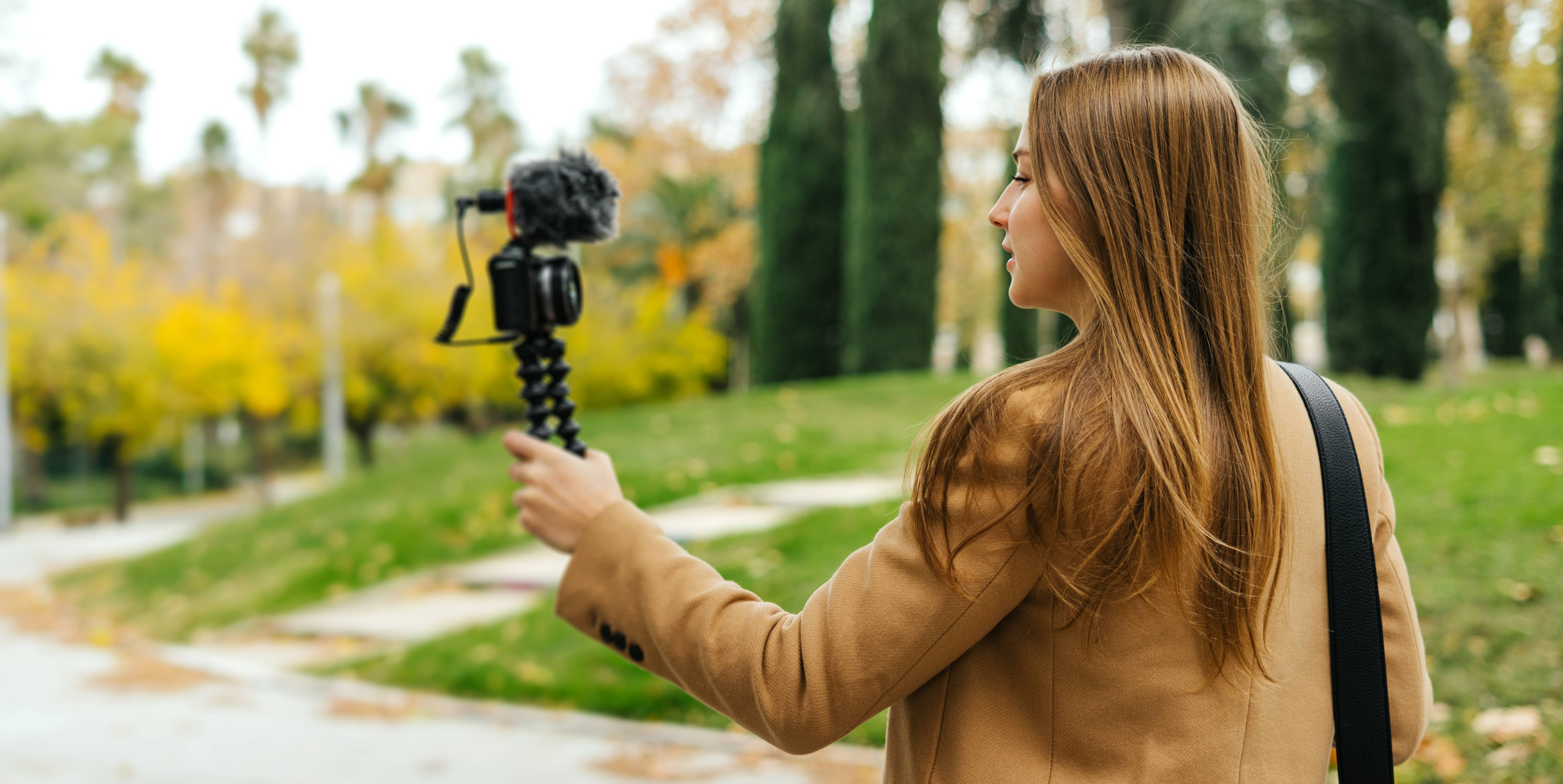 Woman shooting a vlog