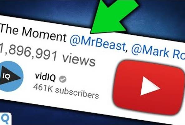 YouTube video titled "The Moment @MrBeast, @Mark Rober" with 1.8M views by vidIQ