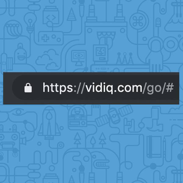 Secure URL bar showing vidIQ website link with padlock icon on a browser tab.