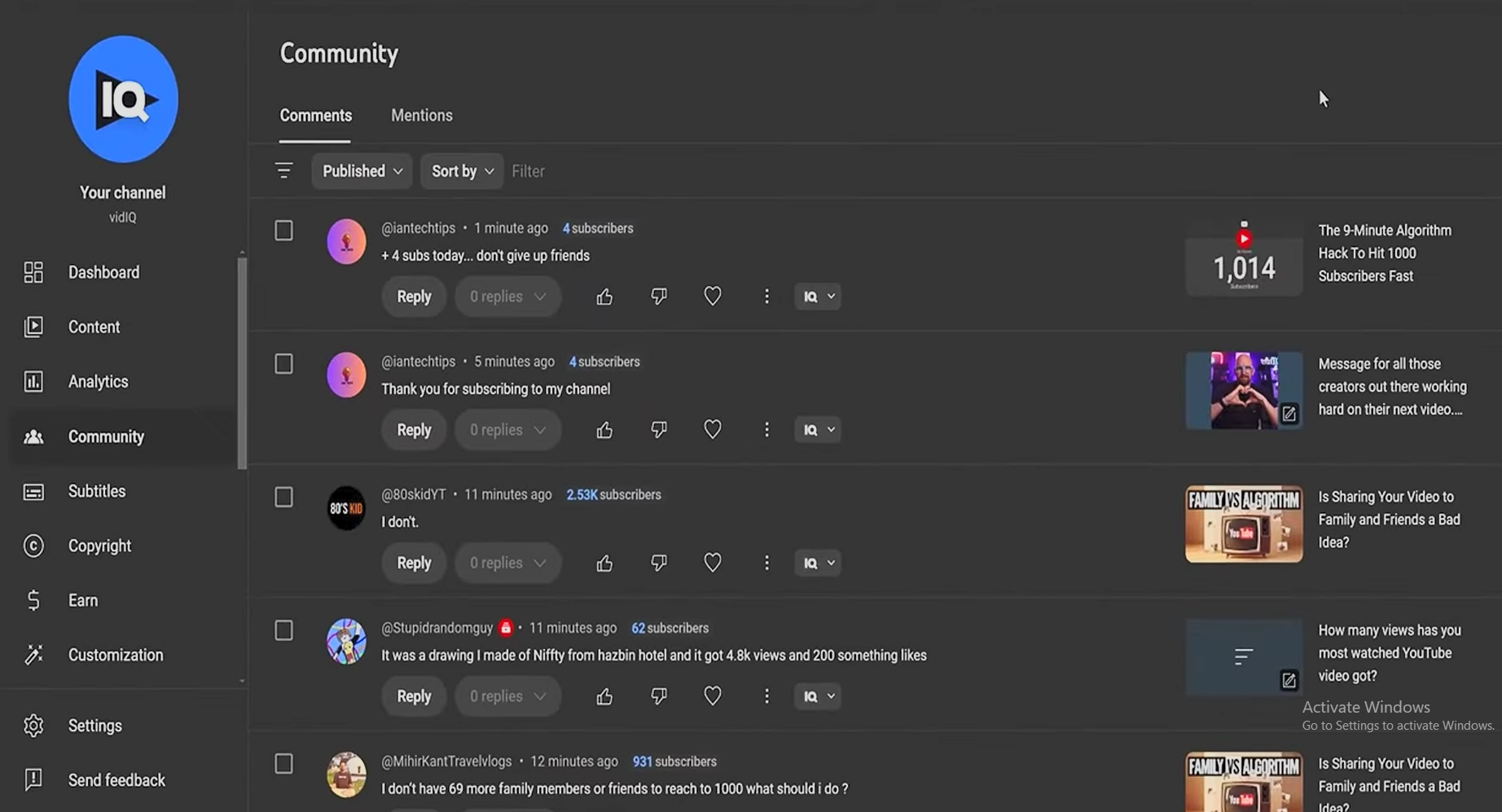 YouTube Community tab on Studio