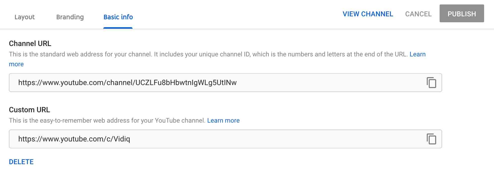 How to change or add a custom YouTube channel URL