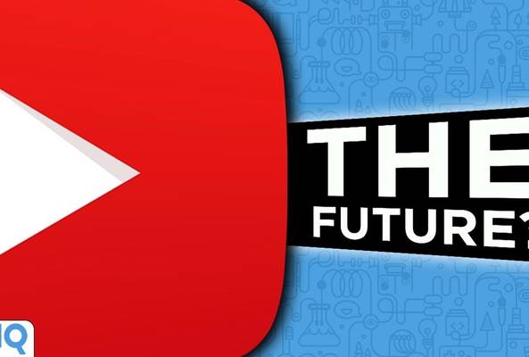 YouTube logo with text "THE FUTURE?" on a blue tech background and vidIQ branding