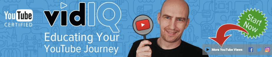 Man holding YouTube icon paddle with vidIQ logo and text Educating Your YouTube Journey