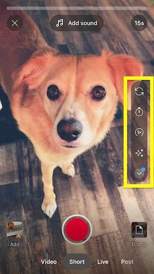 creative features on YouTube shorts recorder