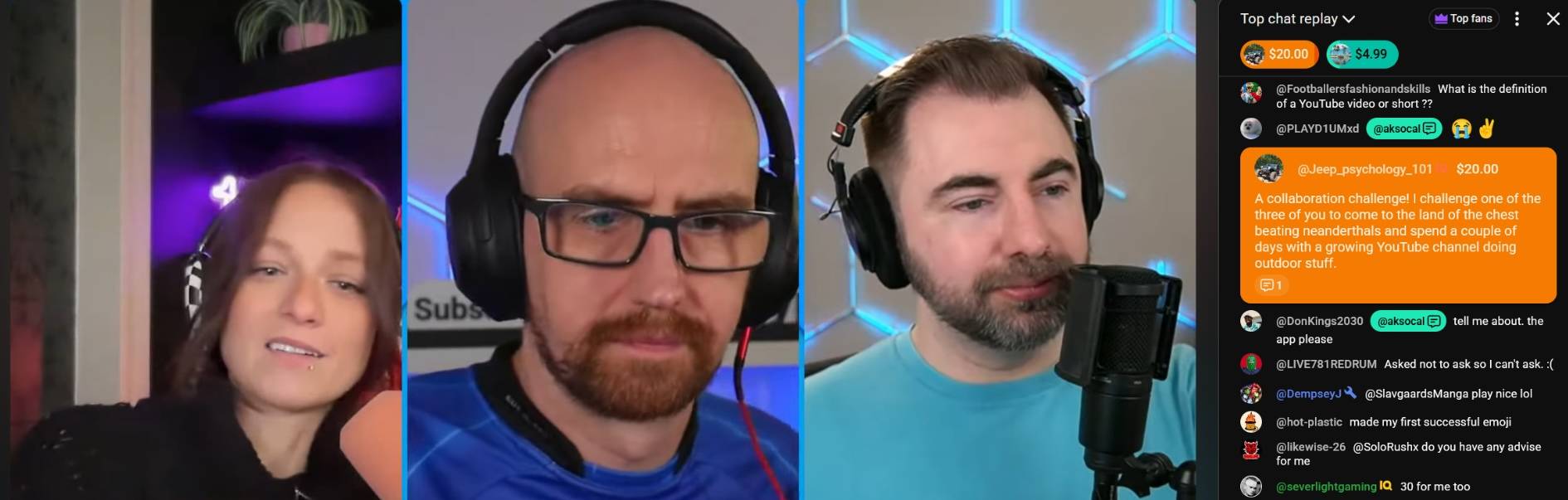 Super Chats during a YouTube livestream