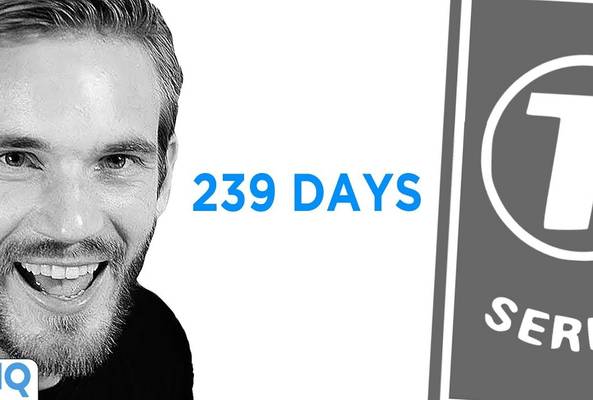 Smiling man with text "239 days" and a logo with letter T and word "Series" on white background