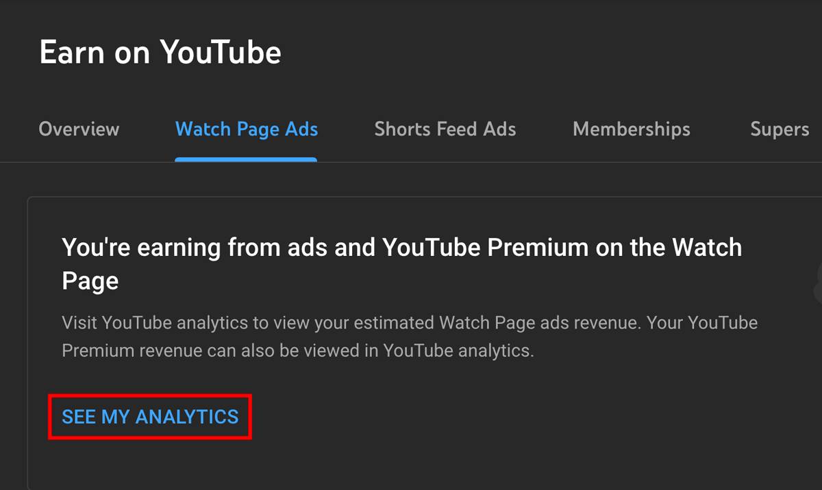 See my analytics option