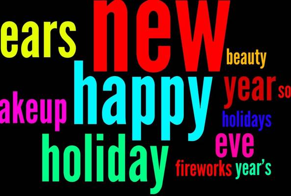 New Year Happy Holiday Eve fireworks makeup beauty holiday songs years words