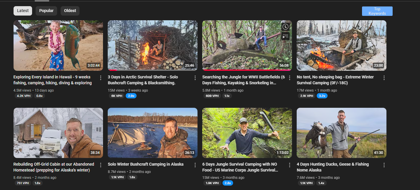 Outdoor Boys home page on YouTube