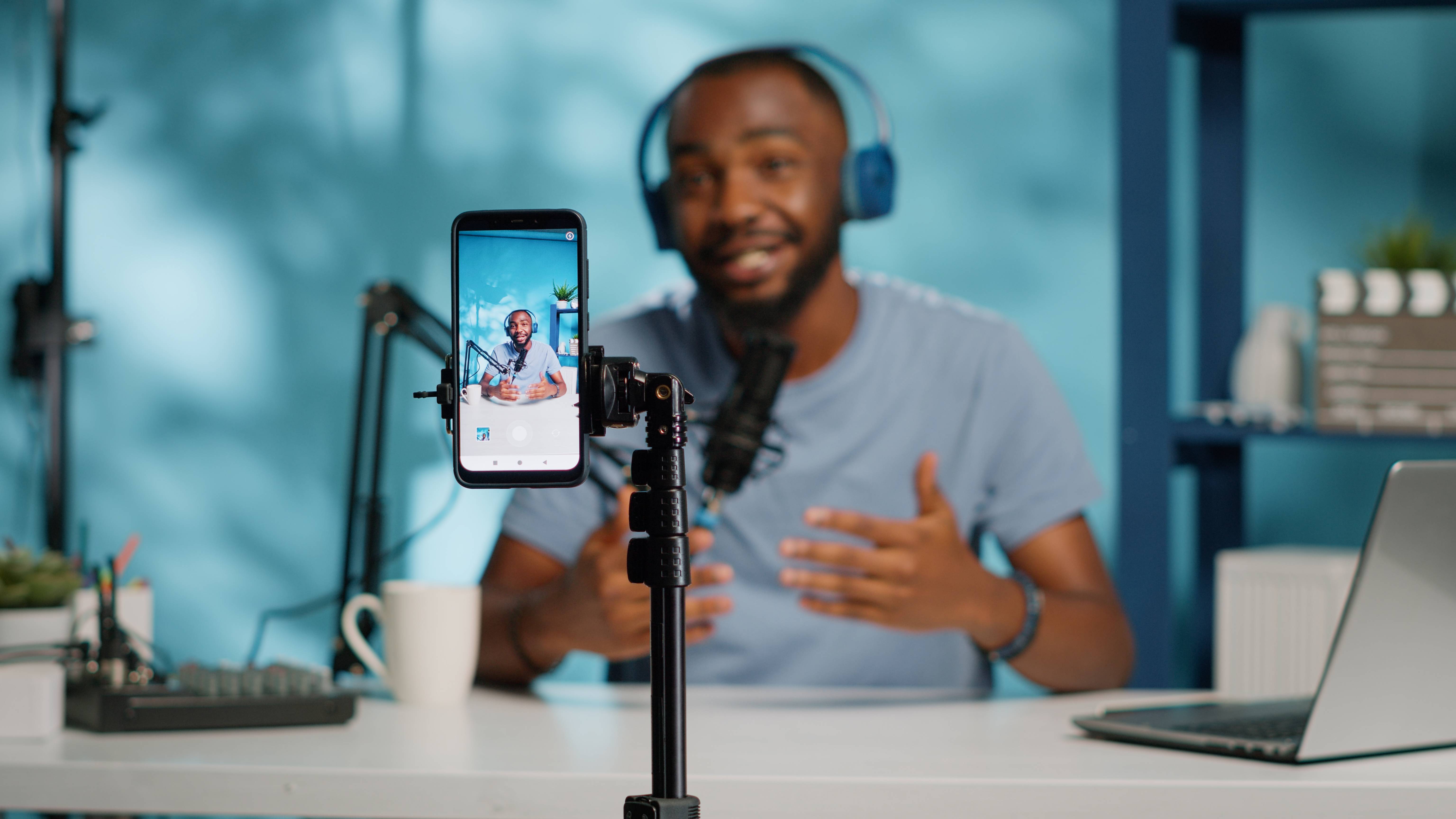 YouTube creator recording content