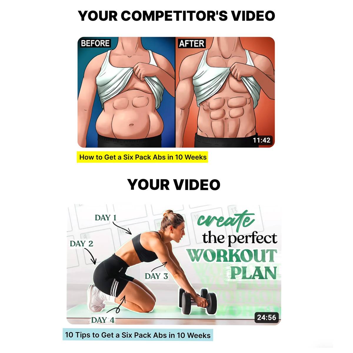 Two YouTube tiles that are similar but not quite the same