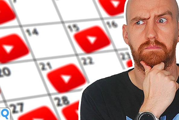 Man thinking with YouTube logos on a content calendar, representing video scheduling.