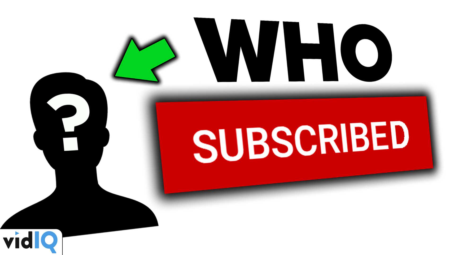 Silhouette with question mark and green arrow pointing to "Who Subscribed" text in bold letters