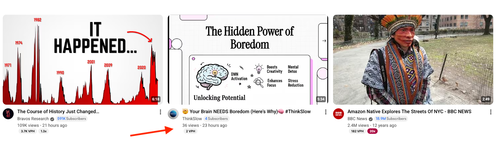 showing a small channel's video on the YouTube home page
