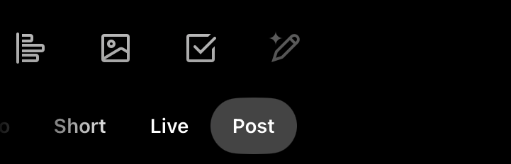 Post listed in the menu of YouTube's mobile app
