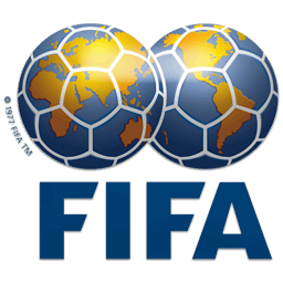 FIFA logo with two soccer balls designed as Earth globes representing global football.