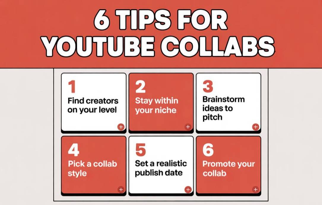 infographic summarizing the 6 tips for YouTube collaborations
