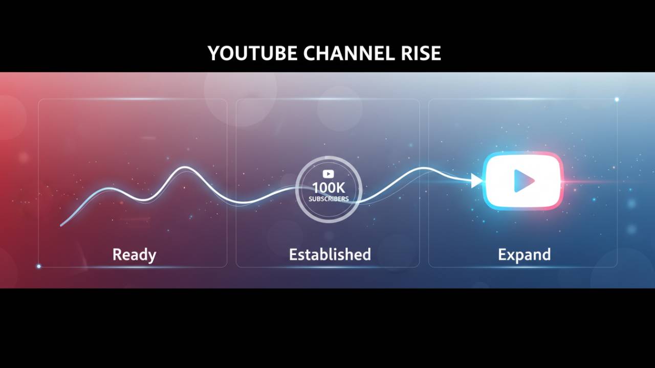Ready, Established, Expand on a chart to represent when to expand youtube channel