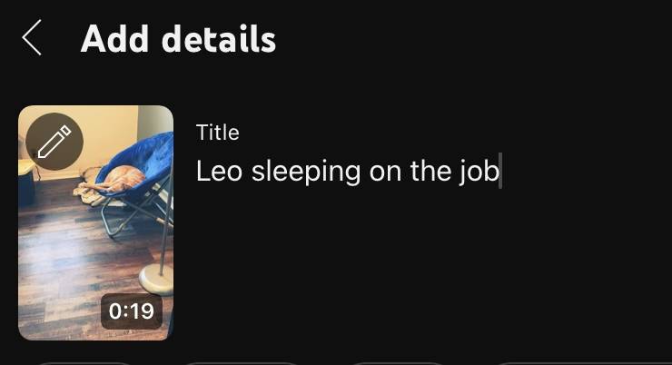 uploading a YouTube short