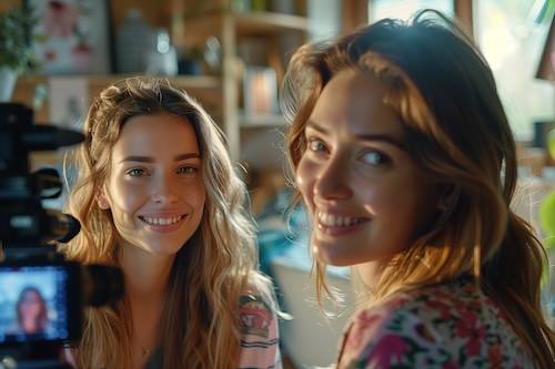 two youtubers collaborating on a video