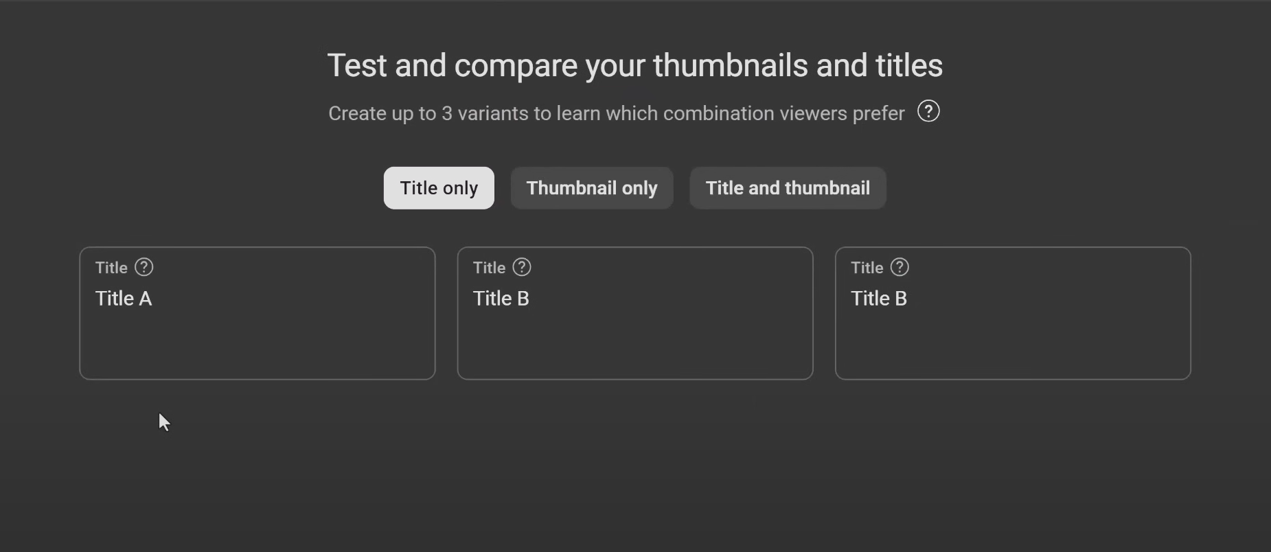 YouTube A/B testing feature