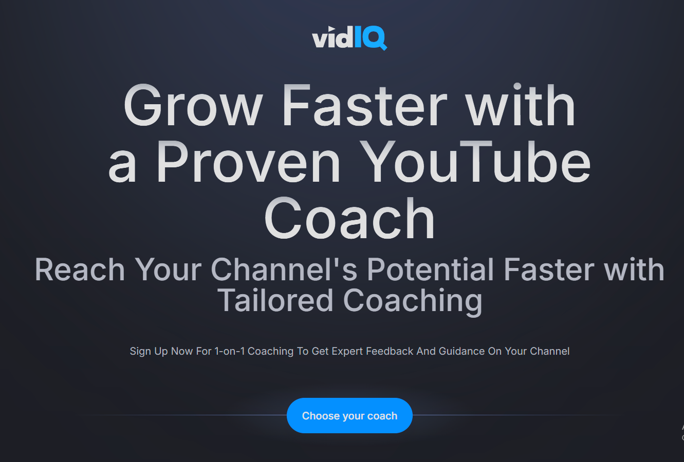 1-on-1 YouTube Coachinf vidIQ