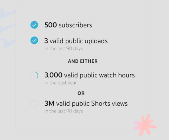 Minimum requirements for fan funding through the YouTube Partner Program