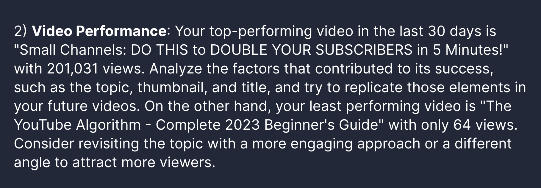 AI Coach's response to a creator's question: Double down on successful videos