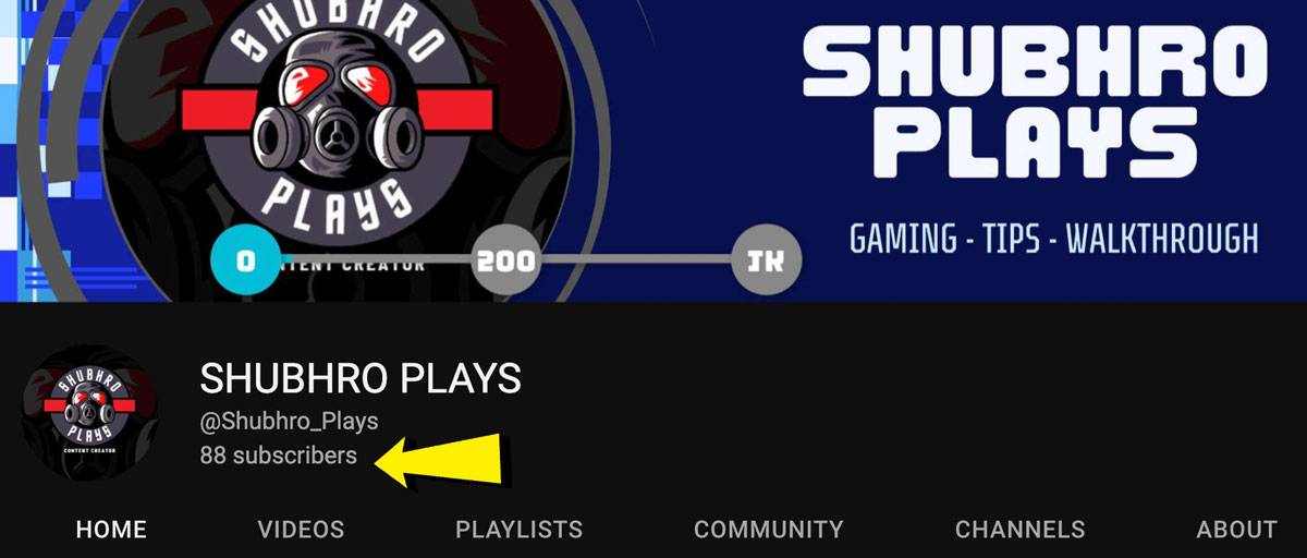 A small gaming creator has 88 subscribers