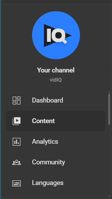 Content tab on YouTube Studio