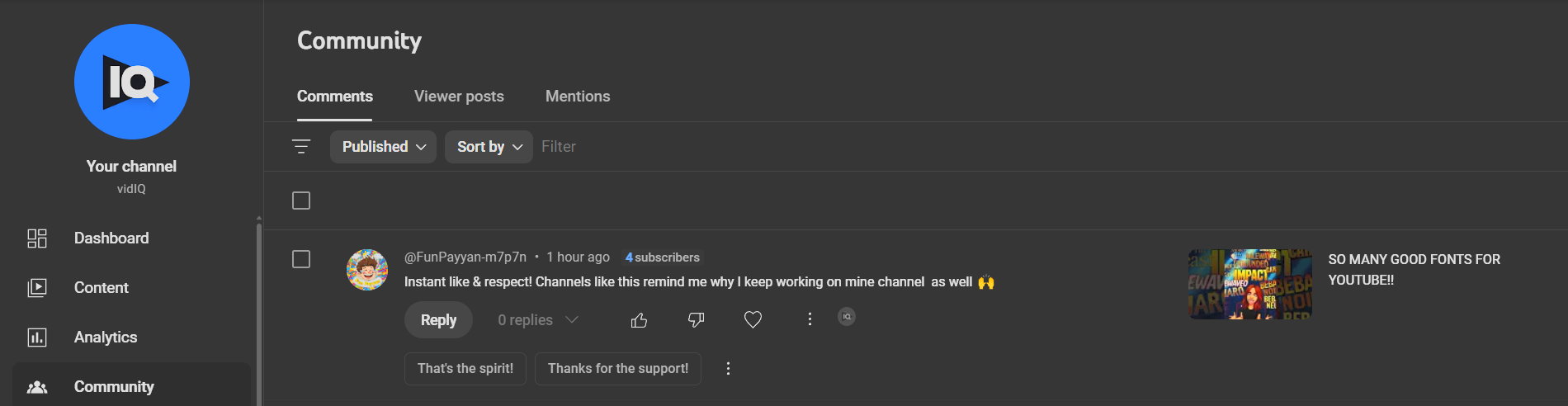 Community tab on YouTube studio