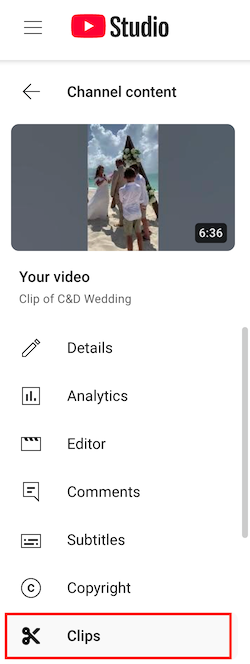 locating the Clips tab inside YouTube Studio